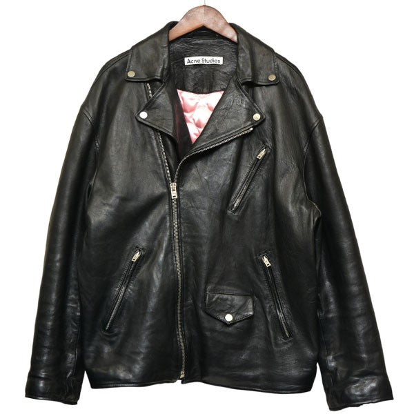 ACNE STUDIOS 2024SS DISTRESSED LEATHER JACKET ダブルライダースジャケット レザージャケット FN-MN-LEAT000255 古着・中古-1枚目のアイテム画像