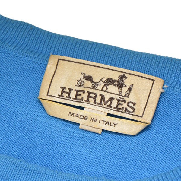 HERMES カシミヤ混ぜコットンラインニット クルーネックセーター 古着・中古-9枚目のアイテム画像