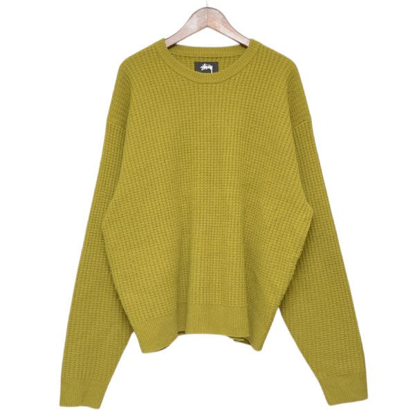 stussy WAFFLE KNIT CASHMERE CREW カシミヤワッフルクルーネックニット セーター 117257 古着・中古-1枚目のアイテム画像