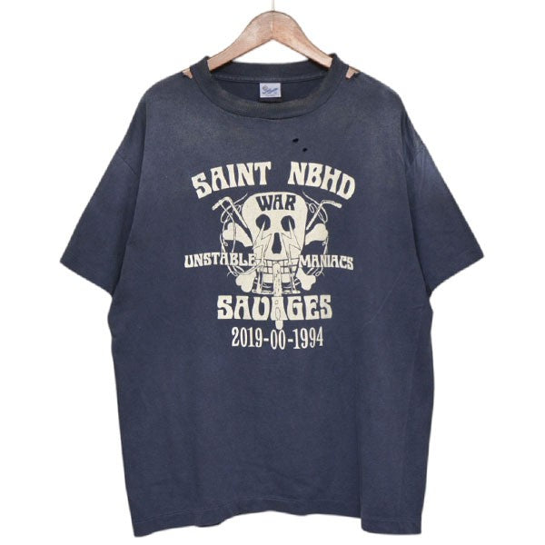 SAINT MICHAEL×NEIGHBORHOOD 2025SS SS TEE SAINT NBHD USED加工プリントTシャツ SM-HR3-0000-C71 古着・中古-1枚目のアイテム画像