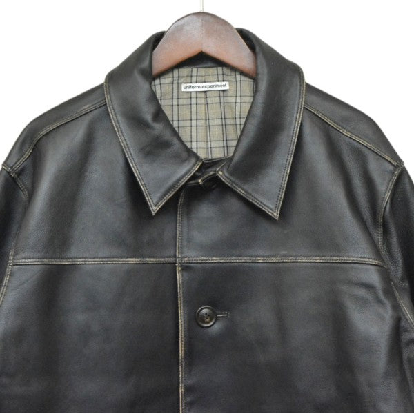 uniform experiment 2025AW LEATHER CAR COAT USED加工レザージャケット UE-25200 古着・中古-4枚目のアイテム画像