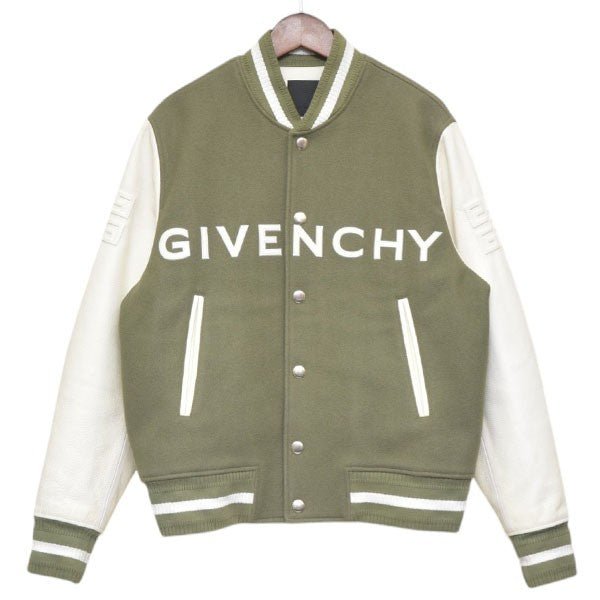 GIVENCHY 2023AW WOOL BOMBER JACKET ロゴパッチボンバージャケット 袖レザースタジャン ブルゾン BM011S6Y16 古着・中古-1枚目のアイテム画像
