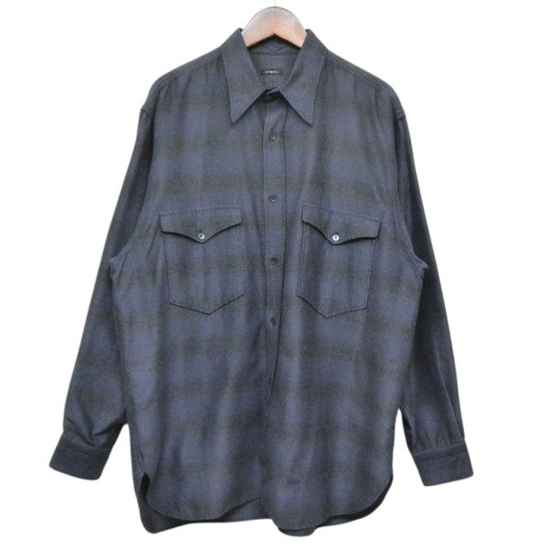 COMOLI 2021AW ウールシルクワークシャツ チェックオーバーサイズシャツ U03-02010 古着・中古-1枚目のアイテム画像