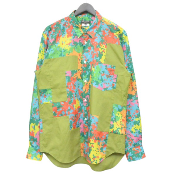 COMME des GARCONS HOMME PLUS 2025AW patchwork printed shirt デジタルカモパッチワークブラウス PP-B009 古着・中古-1枚目のアイテム画像