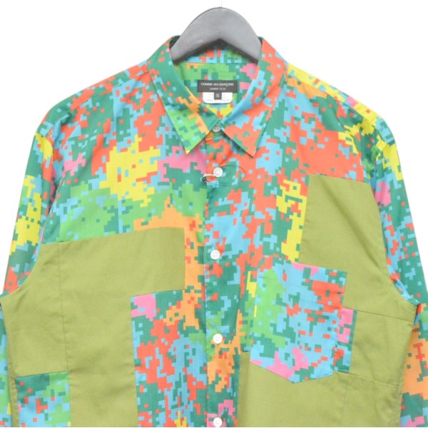 COMME des GARCONS HOMME PLUS 2025AW patchwork printed shirt デジタルカモパッチワークブラウス PP-B009 古着・中古-3枚目のアイテム画像