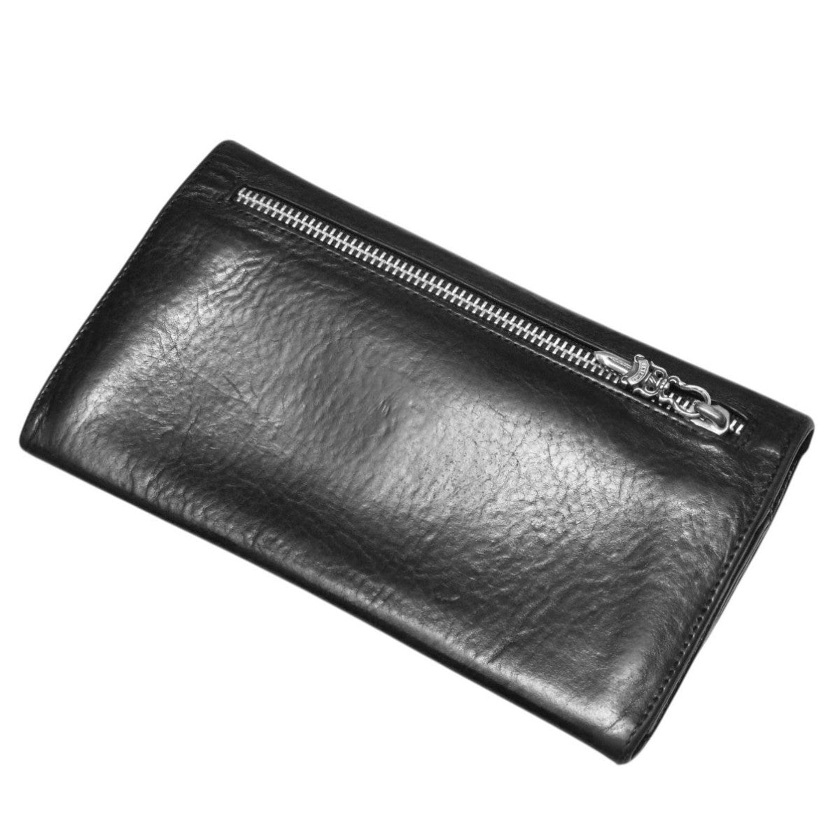 【ジャンク品】CHROME HEARTS レザー長財布 CHROME HEARTS(クロムハーツ) GREASY クロスボタンブラックレザー