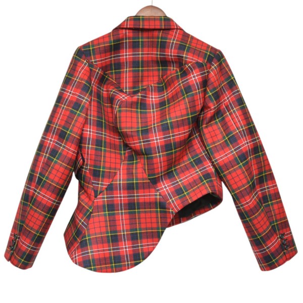 COMME des GARCONS 2025AW ウールタータンチェックショートジャケット 変形ジャケット GP-J004 古着・中古-2枚目のアイテム画像