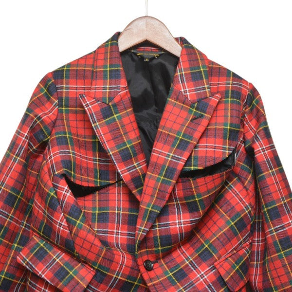 COMME des GARCONS 2025AW ウールタータンチェックショートジャケット 変形ジャケット GP-J004 古着・中古-3枚目のアイテム画像