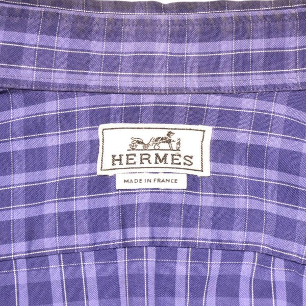 HERMES ボタンダウンチェックシャツ ロングスリーブブラウス 古着・中古-7枚目のアイテム画像