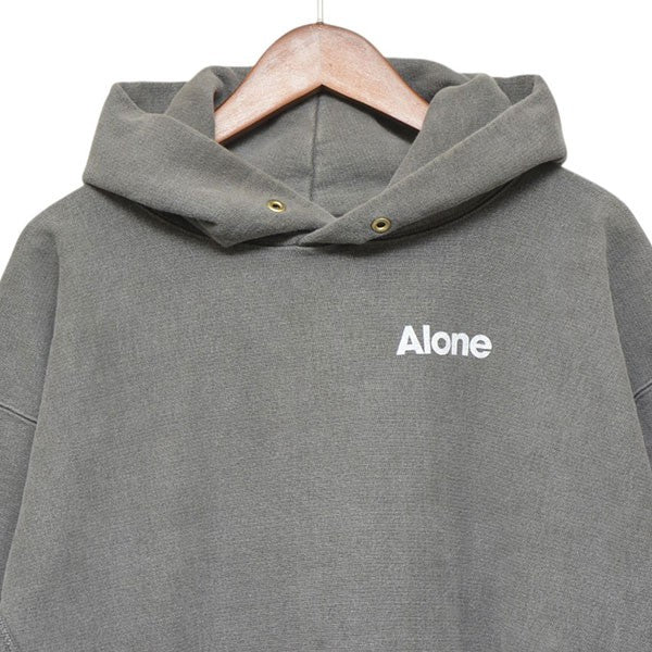 ALONE ウォッシュドフーディー バックプリントプルオーバースウェットパーカー 古着・中古-3枚目のアイテム画像