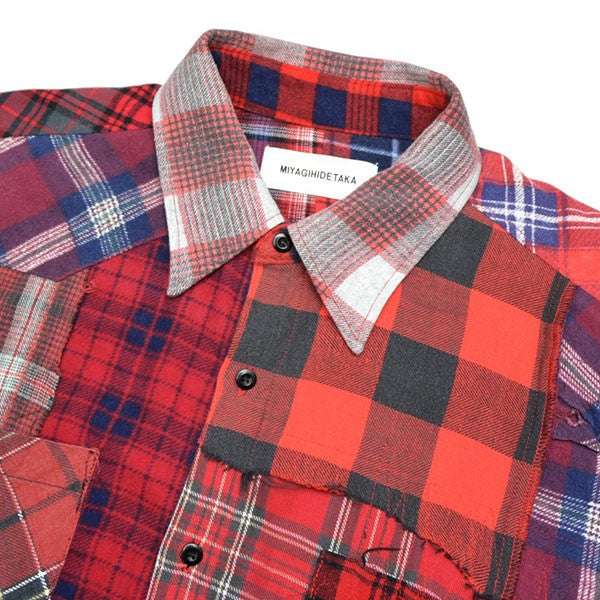 MIYAGIHIDETAKA Reworked Check Shirts リメイクパッチワークチェックシャツ ネルシャツ 古着・中古-3枚目のアイテム画像