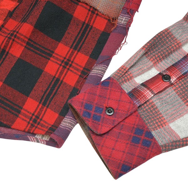 MIYAGIHIDETAKA Reworked Check Shirts リメイクパッチワークチェックシャツ ネルシャツ 古着・中古-6枚目のアイテム画像
