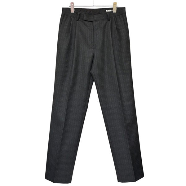 AURALEE BLUEFACED WOOL TWO-TUCK SLACKS ストライプ2タックスラックスパンツ A25AP02BS 古着・中古-1枚目のアイテム画像