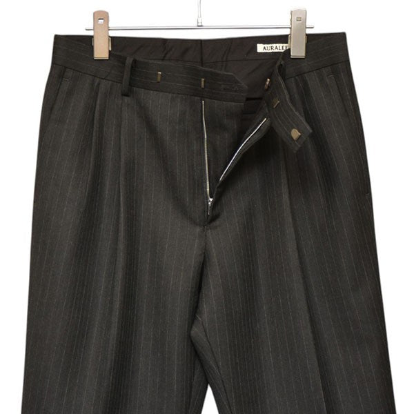 AURALEE BLUEFACED WOOL TWO-TUCK SLACKS ストライプ2タックスラックスパンツ A25AP02BS 古着・中古-5枚目のアイテム画像