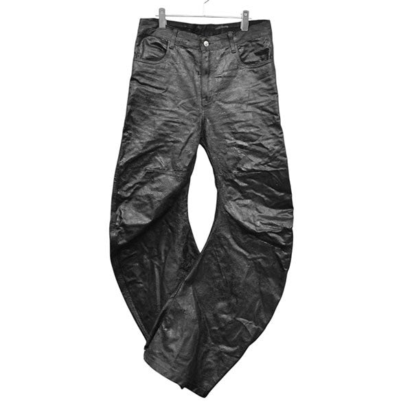 CH2 2025AW 2 BLACK WAXED FLARE JEANS ブラックワックスフレアバレルレッグジーンズパンツ カーブワイドデニムパンツ 古着・中古-1枚目のアイテム画像
