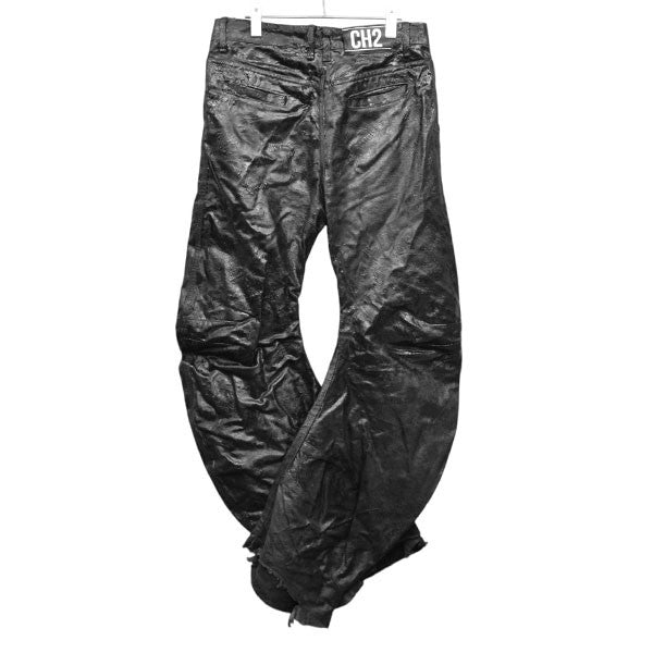 CH2 2025AW 2 BLACK WAXED FLARE JEANS ブラックワックスフレアバレルレッグジーンズパンツ カーブワイドデニムパンツ 古着・中古-2枚目のアイテム画像