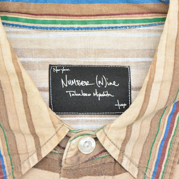 NUMBER (N)INE 2007AW LOVE期 ネイティブウエスタンシャツ ボーダー長袖シャツ F07-NS015 古着・中古-6枚目のアイテム画像