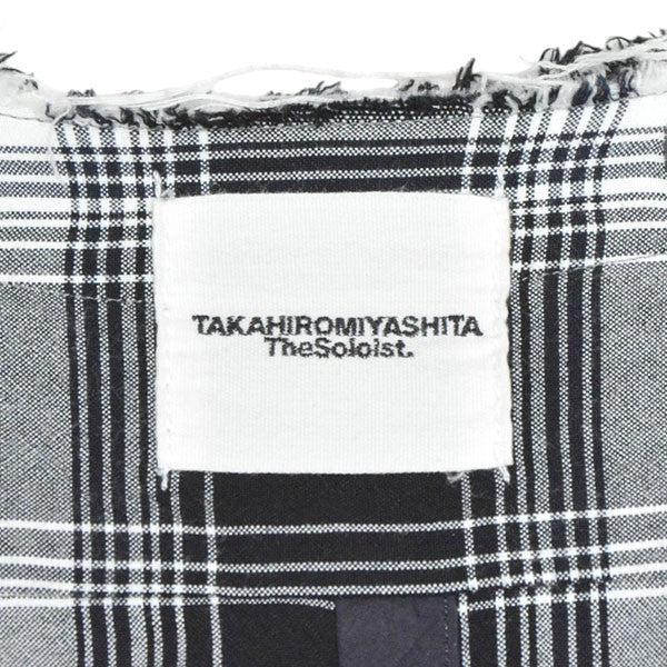 TAKAHIROMIYASHITA TheSoloIst． 2017AW crossover collarless shirt クロスオーバーカラーレスシャツ オーバーサイズダメージチェックシャツ 0002bAW17 古着・中古-6枚目のアイテム画像