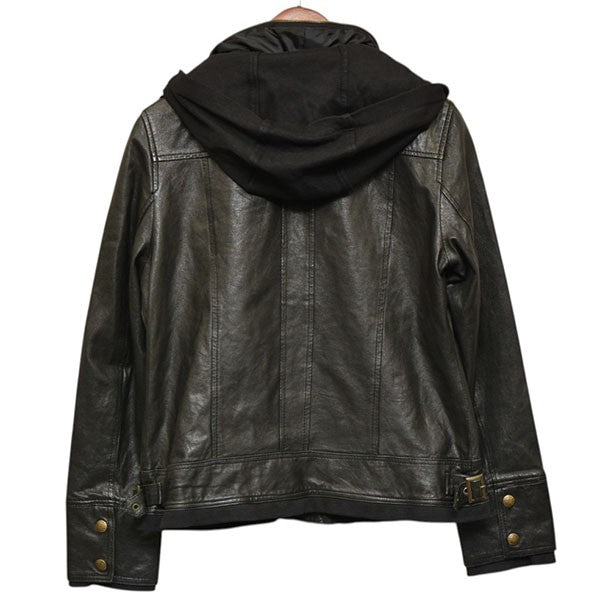 SPLASH JEANS Y2K グランジ フード レザージャケット ライダースジャケット 古着・中古-2枚目のアイテム画像