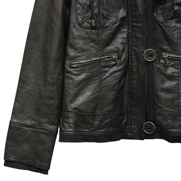 SPLASH JEANS Y2K グランジ フード レザージャケット ライダースジャケット 古着・中古-6枚目のアイテム画像