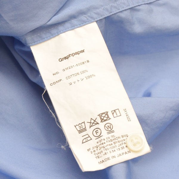 Graphpaper 2023SS Broad LS Oversized Band Collar Shirt バンドカラーオーバーサイズシャツ GM231-50081B 古着・中古-9枚目のアイテム画像