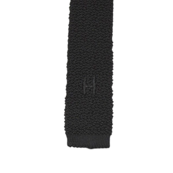 HERMES シルクニットタイ 6 cm H903019T 01 Hロゴ刺繍ネクタイ 古着・中古-3枚目のアイテム画像