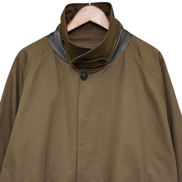2025AW　cotton oversized trench with leather patch　コットンオーバーサイズトレンチコート　レザーパッチ　ロングコート