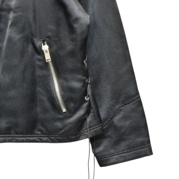 NYLON COTTON SATIN COLLARLESS LACE UP JACKET　サテンカラーレスレースアップジャケット　ブルゾン　LSBD-J0001