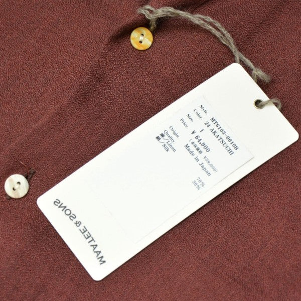 2026SS　フリンジSHIRTS ドゥルンの緯糸アムンゼン　バンドカラーシャツ　MT6103-0610B