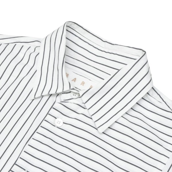 20SSCAMP COLLAR WHITE STRIP SHIRTキャンプカラーホワイトストライプシャツ