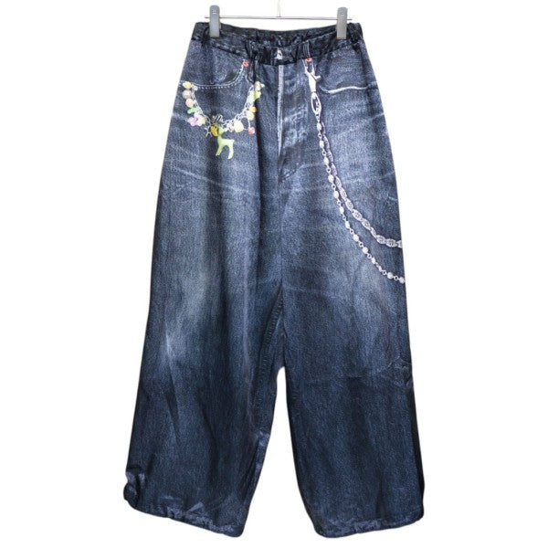 2025AW　DENIM PRINT WIDE PANTS　デニム転写プリントワイドパンツ　NPT-PT-005R