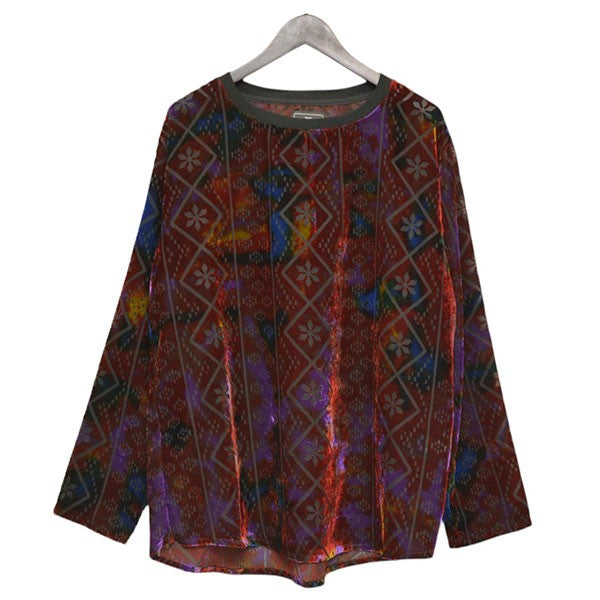 2024SS　VINTAGE LACE VELVET PULLOVER　総柄ベロアロングスリーブTシャツ　T24SS-SH04