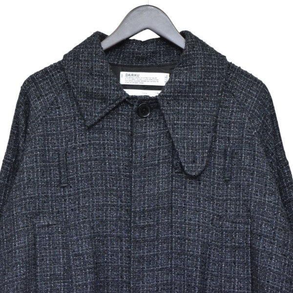 DAIRIKU 2025AW Big-Sleeve Tucked Tweed Coat ビッグスリーブタックツイードロングステンカラーコート 25AW O8 古着・中古-4枚目のアイテム画像