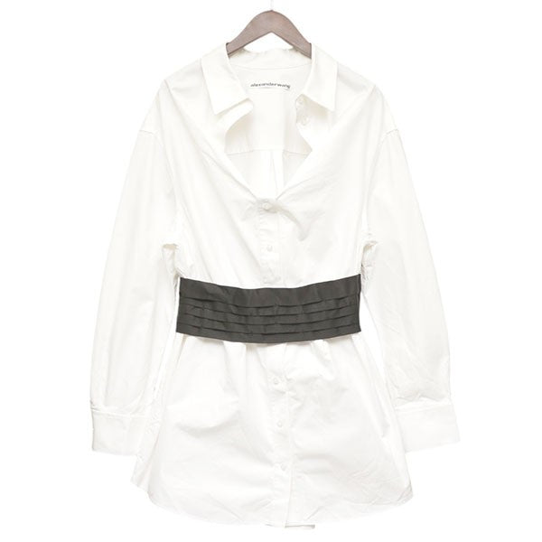 ALEXANDER WANG Deconstructed mini dress ウエストゴムベルトシャツワンピース 1WC1256712 古着・中古-1枚目のアイテム画像