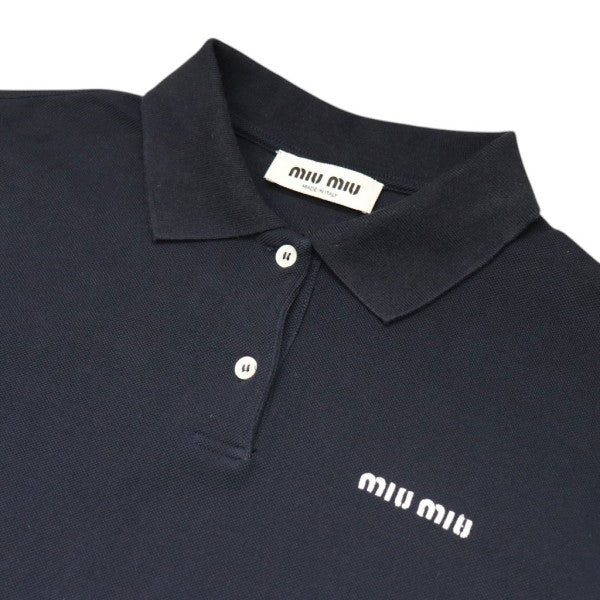 MIU MIU コットンピケ ポロシャツ 刺繍ロゴクロップドポロシャツ MJN535 S000 14RW 古着・中古-3枚目のアイテム画像