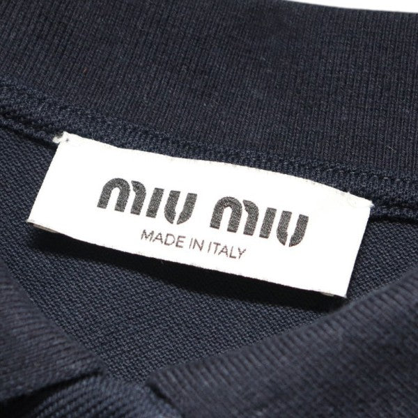 MIU MIU コットンピケ ポロシャツ 刺繍ロゴクロップドポロシャツ MJN535 S000 14RW 古着・中古-5枚目のアイテム画像