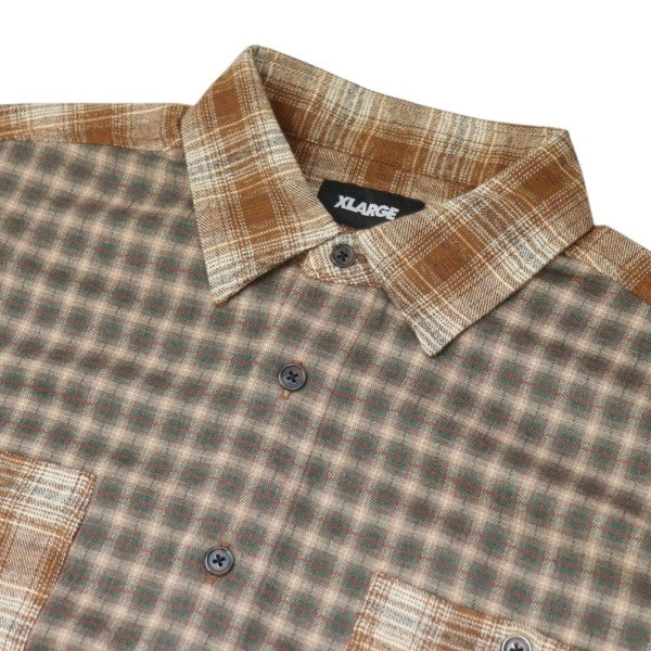 PLAID PANEL L S SHIRT　プレイドパネルロングスリーブチェックシャツ　101263014003