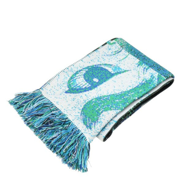MONTMARTRE NEW YORK Blue oeil scarf 総柄マフラー s-69-7th 古着・中古-2枚目のアイテム画像