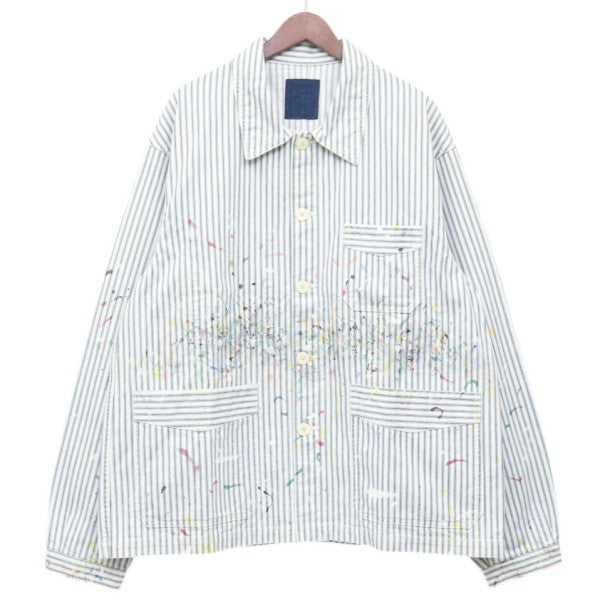 VISVIM 2026AW SS TRAVAIL COVERALL DMGD ペンキ加工カバーオール ヒッコリージャケット ストライプブルゾン 0226905006001 古着・中古-1枚目のアイテム画像