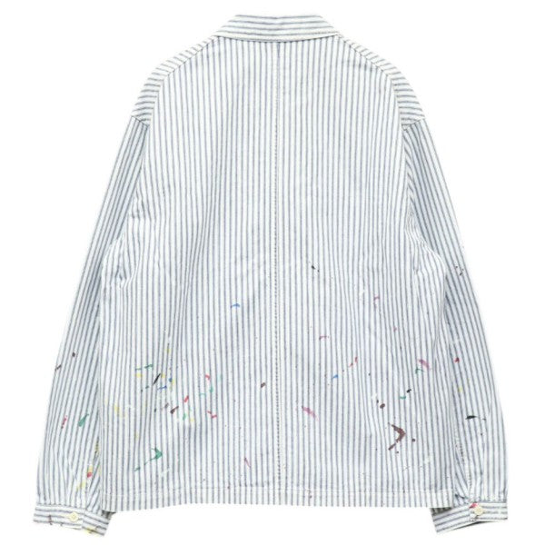 VISVIM 2026AW SS TRAVAIL COVERALL DMGD ペンキ加工カバーオール ヒッコリージャケット ストライプブルゾン 0226905006001 古着・中古-2枚目のアイテム画像