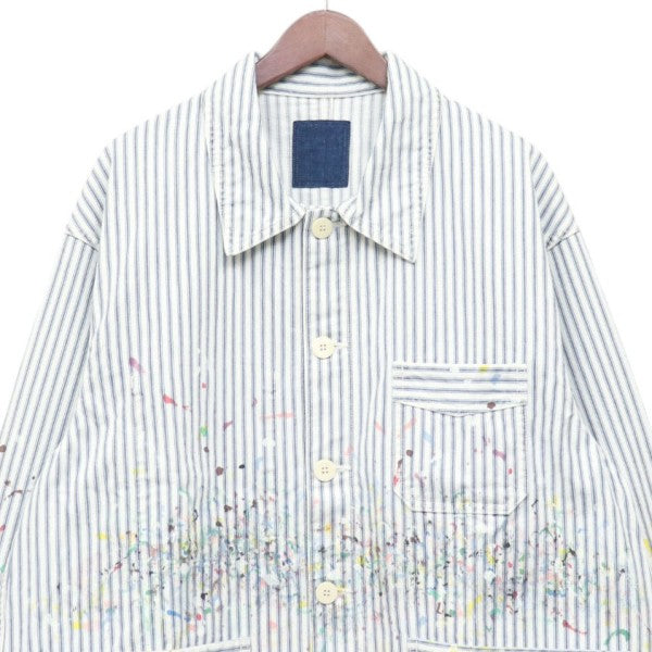 VISVIM 2026AW SS TRAVAIL COVERALL DMGD ペンキ加工カバーオール ヒッコリージャケット ストライプブルゾン 0226905006001 古着・中古-3枚目のアイテム画像