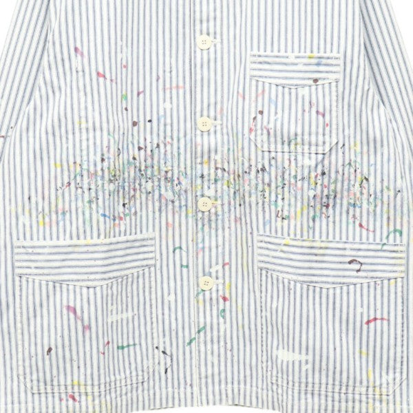 VISVIM 2026AW SS TRAVAIL COVERALL DMGD ペンキ加工カバーオール ヒッコリージャケット ストライプブルゾン 0226905006001 古着・中古-4枚目のアイテム画像