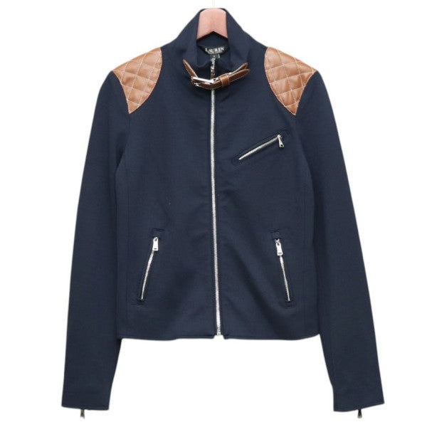 LAUREN RALPH LAUREN 2025AW フェイクレザートリムポンチモトジャケット ブルゾン 100067529 古着・中古-1枚目のアイテム画像