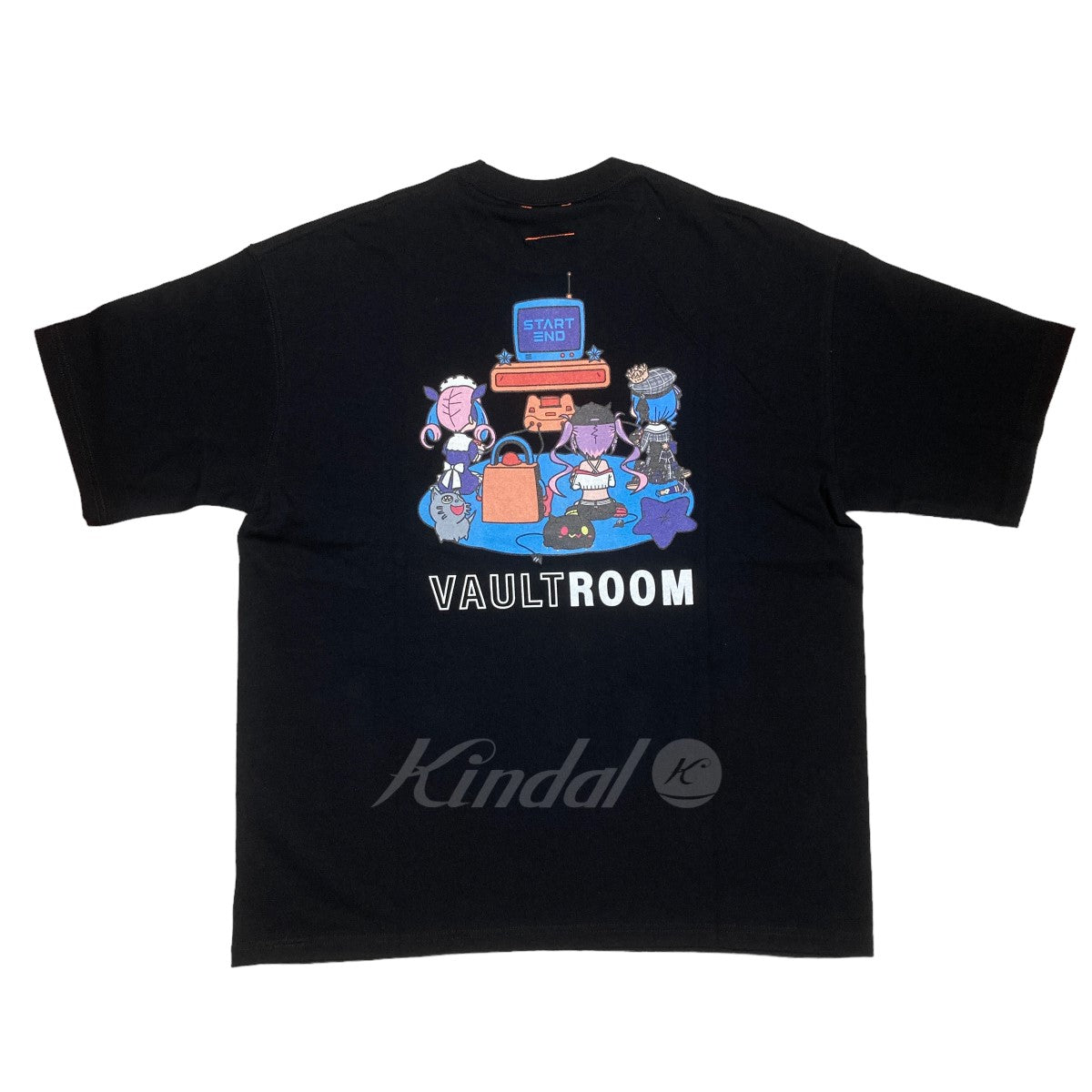 VAULTROOM(ボルトルーム) START END TEE ロゴ刺繍半袖Tシャツ ブラック