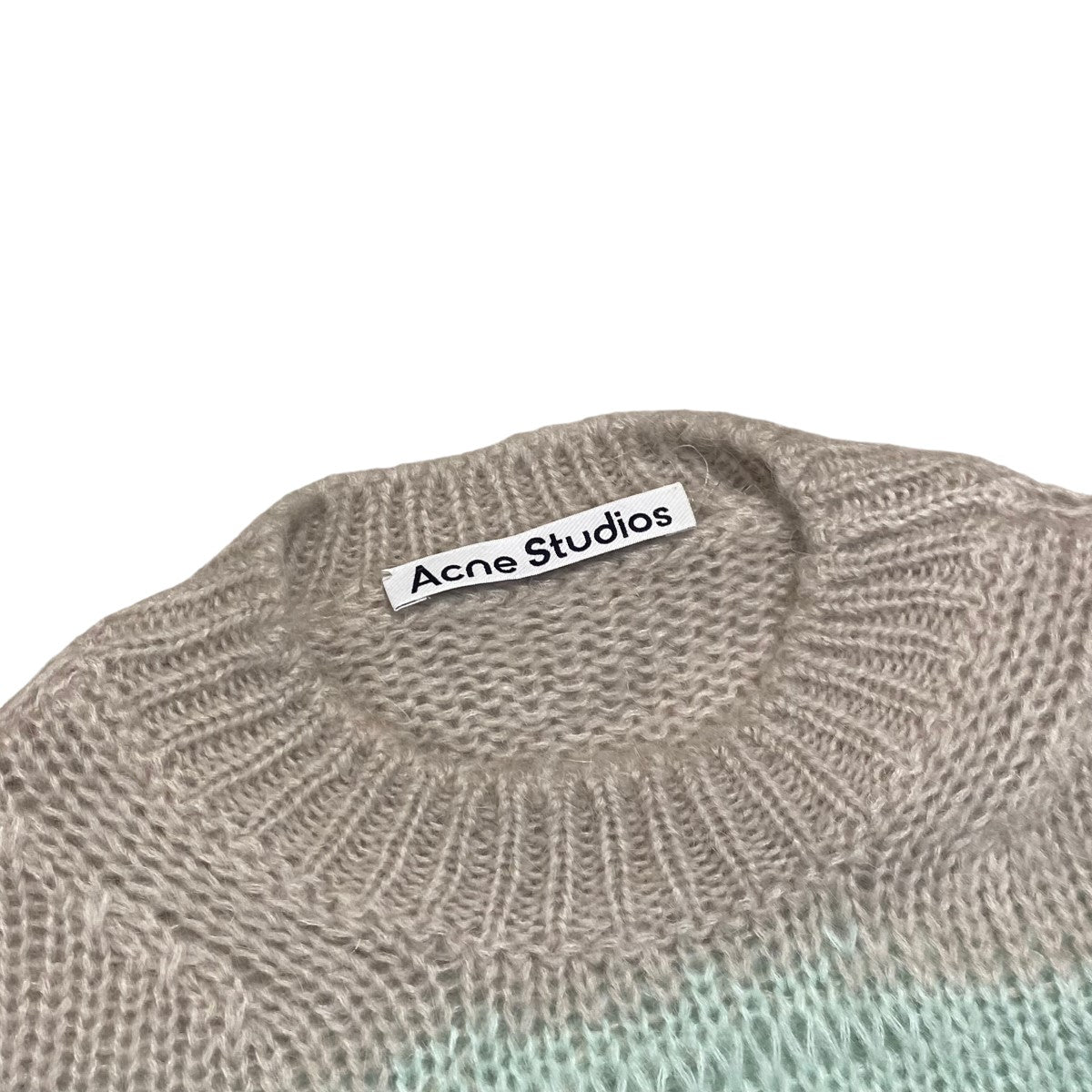 ACNE STUDIOS(アクネストゥディオズ) ダメージ加工ボーダークルーネックニットFN-WN-KNIT000347 FN-WN-KNIT000347  グレー×ブルー サイズ XS｜【公式】カインドオルオンライン ブランド古着・中古通販【kindal】