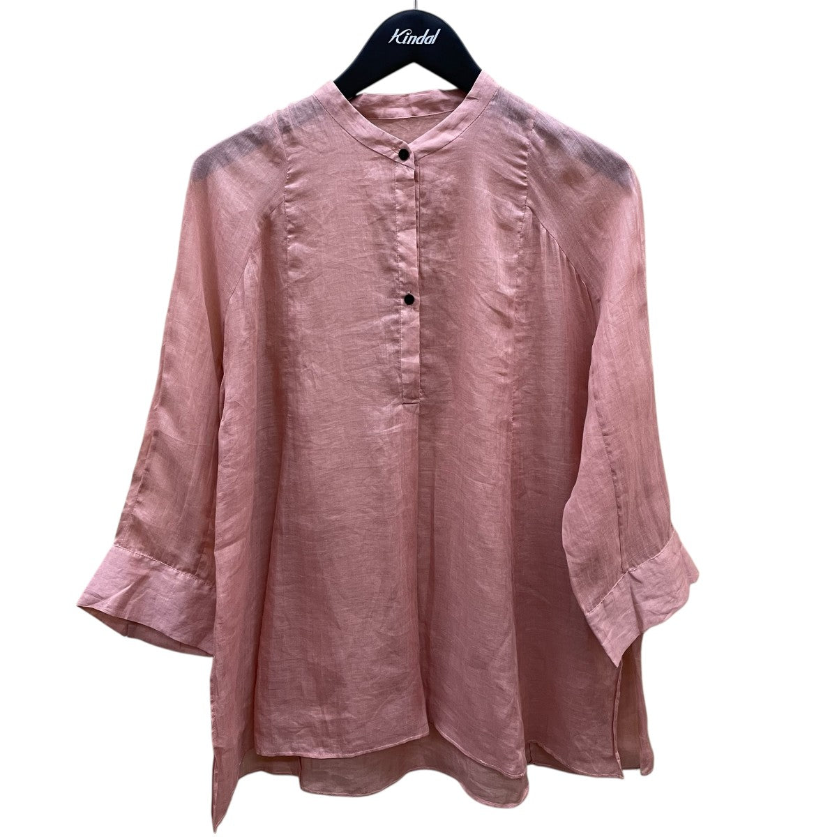 デプレ DES PRES ラミースタンドカラーチュニックプルオーバー 7分丈袖ブラウス 22-01-92-01503 ピンク サイズ：36 DES PRES(デプレ) ラミースタンドカラーチュニックプルオーバー7