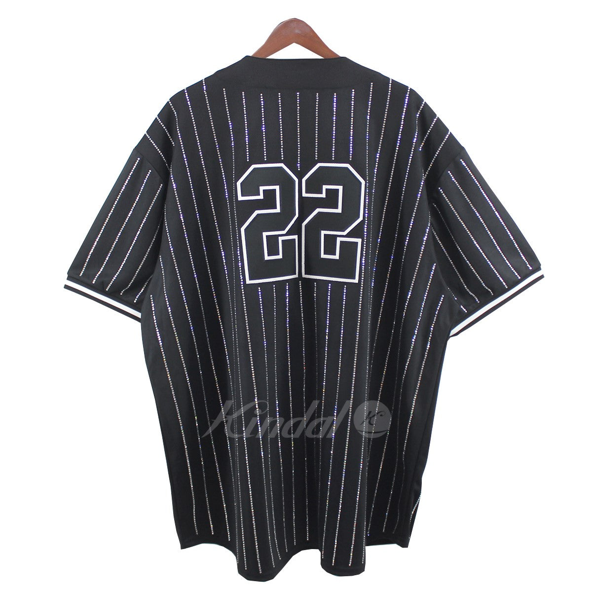 22SS Rhinestone Stripe Baseball Jersey ロゴベースボールシャツ