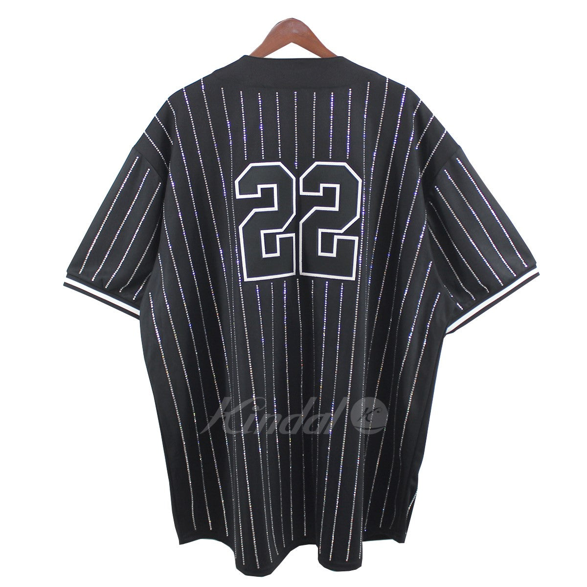 SUPREME(シュプリーム) 22SS Rhinestone Stripe Baseball Jersey ロゴベースボールシャツ