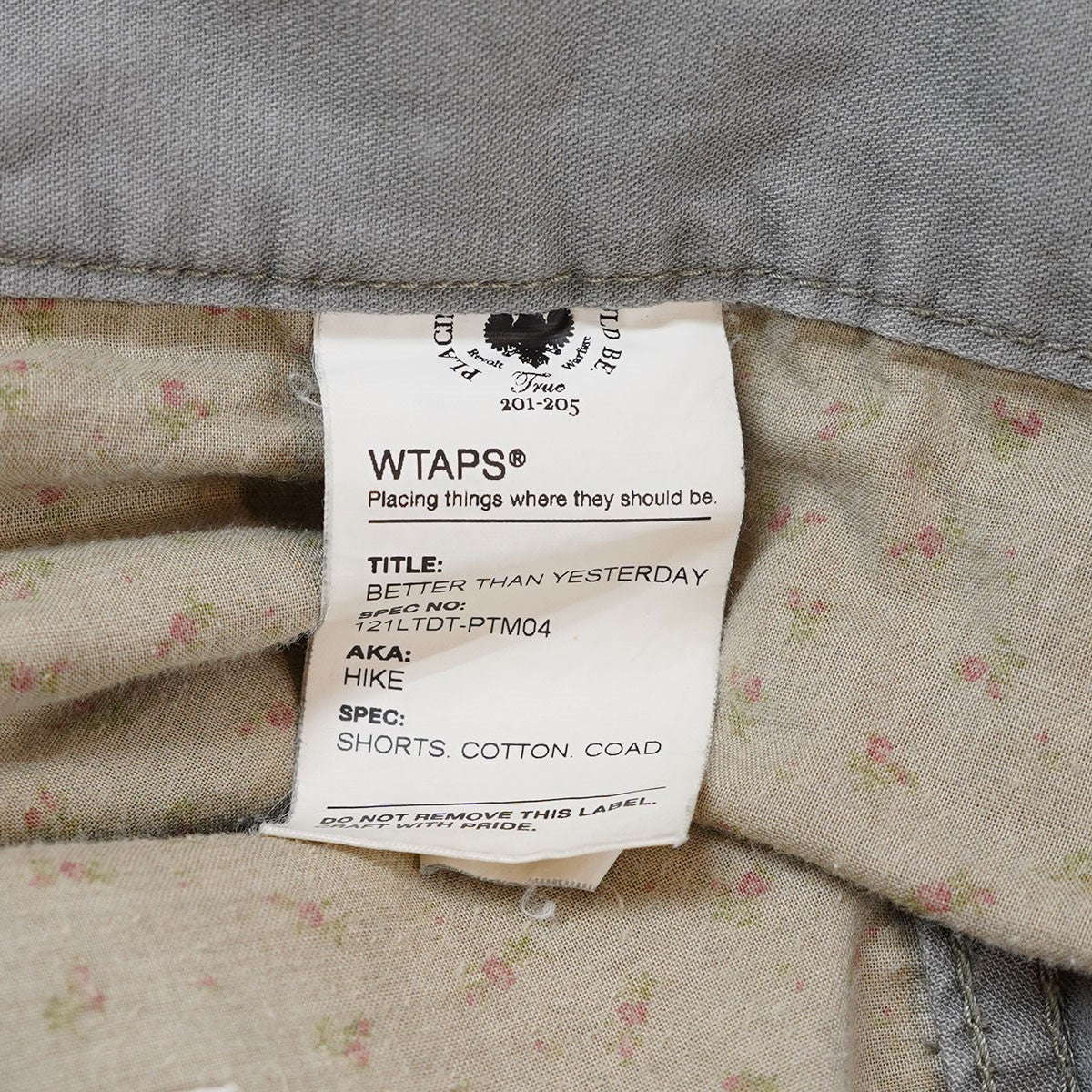 WTAPS(ダブルタップス) BETTER THAN YESTERDAY SHORTS ショーツ ハーフパンツ 121LTDT-PYM04  オリーブグレー調 サイズ 1｜【公式】カインドオルオンライン ブランド古着・中古通販【kindal】