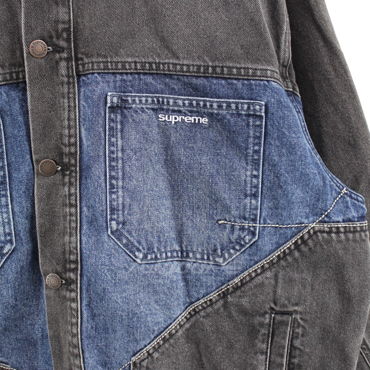 SUPREME(シュプリーム) 22AW 2-Tone Paneled Denim Jacket ロゴ デニム ...